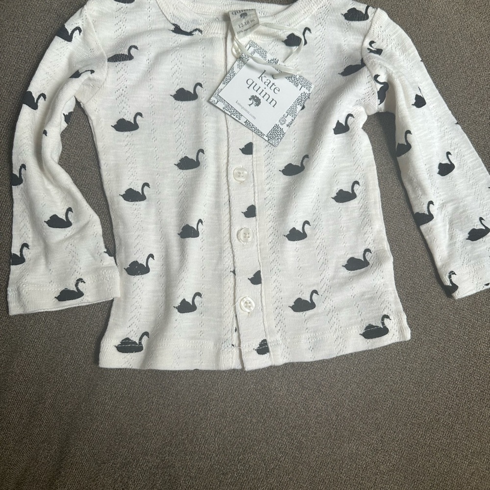 Kate Quinn Kids Button Down Shirt with Swan Pattern